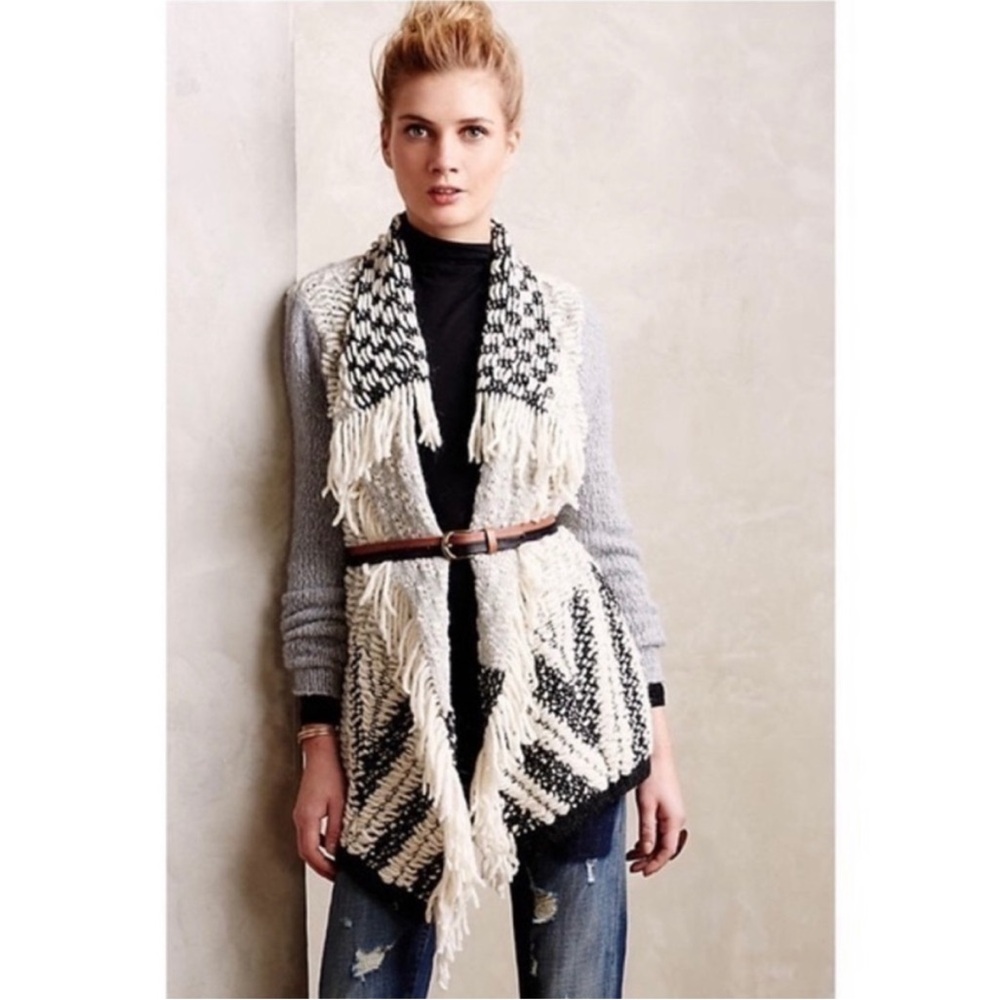 Moth open front fringe cardigan sweater | size small